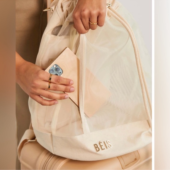 BEIS The High-brid Mesh Backpack in Beige - Picture 7 of 15